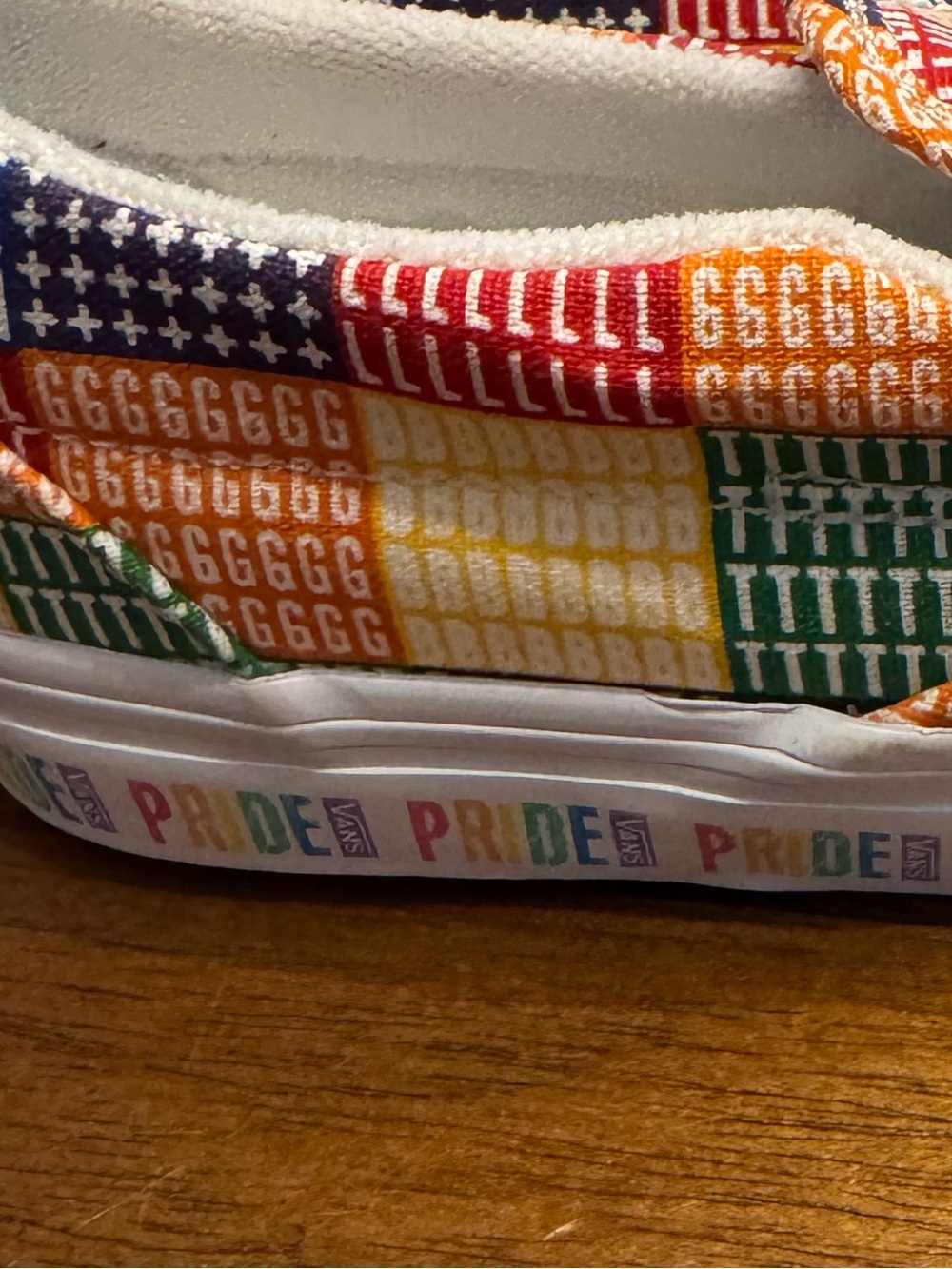 Vans Kids Slip-On Shoes — Rainbow Patchwork, Pride NWOT (Toddler 10) - Picture 3 of 4